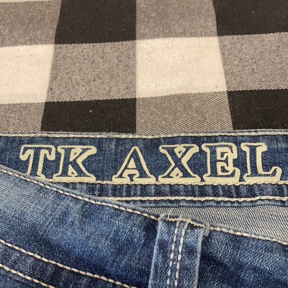 EXC! T.K. Axel Hartford, Conn Slim Boot Jeans Sz 36 x 32 Faux Flap Thick Stitch - Picture 7 of 14